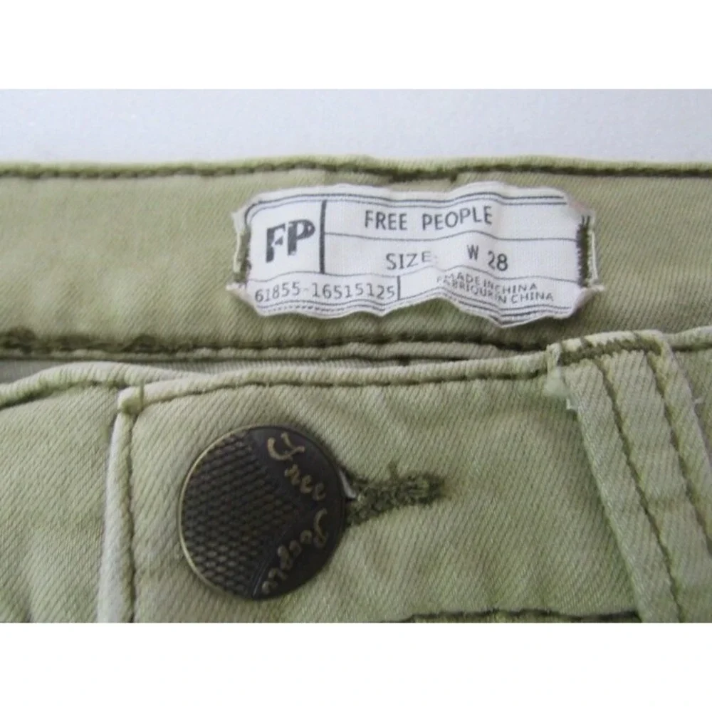 Free People We The Free‎ Green Mid-Rise Skinny Cotton Rayon Pant Size 28/25